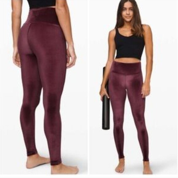 Lululemon Special Edition Wunder Lounge High Rise Velvet Tight 28" Garnet 10 - Picture 1 of 7